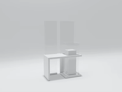 Modern White Display Shelves With Transparent Panels And Minimalist Design For Retail 3d model