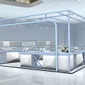 Bright Modern Jewelry Store Showcase Area With Glass Display Cases And Illuminated Jewelry