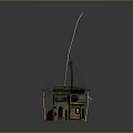 Handmade Small Building Model With Green Metal Roof Ropes Pole And Vintage Style Details