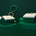 Luxury Green White House Shaped Small Appliances With Gold Rings Circular Base And Spherical Decor