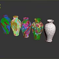 White Sculpture Carving Vases With Various Textures Shapes Spiral Patterns Petal Edges And Reflections