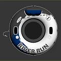 Comfortable Inflatable River Run Swim Ring with Blue Backrest and White Design for Water Activities