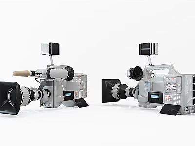 Two Vintage Mobile Digital Cameras Classic Retro Video Recording Equipment Tools 3d model