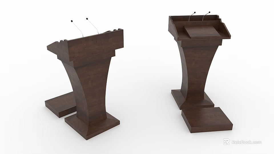 Two Brown Wooden Podiums Featuring Simple Design And Sturdy Base For Events 3d model 