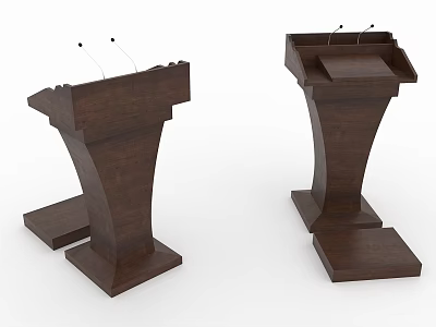 Two Brown Wooden Podiums Featuring Simple Design And Sturdy Base For Events 3d model