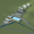 Aerial View Planning of Industrial Complex With Silos Buildings Roads and Green Areas