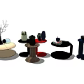 Modern Side Tables With Different Designs Vase Small Plant And Decorative Items 3d model