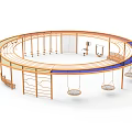 Colorful Children's Play Area With Circular Structure Swings Climbing Frames And Railings