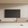 Minimalist Modern TV Background Wall with Flat Screen TV Vertical Decorative Panels and Floor Lamp