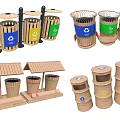 Modern trash can classification trash can wooden trash can scenic trash can 3d model