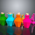 Colorful Polygonal Glass Bottles With Wooden Stoppers For Household Use