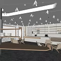 Modern Cafe Coffee Bar Cashier Console Reception Desk Cafe Table and Chair 3d model