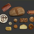 Assorted Baked Bread Varieties Display With Loaf Sandwich Bagel And Sliced Options 3d model