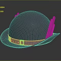 Stylish Purple Hat Adorned with Pink Feathers and Purple Strap featuring White Buckles