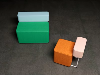 Modern Cube Shaped Single Sofa With Modular Design In Multiple Colors 3d model