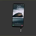 Sleek Full Screen Smartphone Electronic Device With HD Display Scenic Wallpaper Time And Call Buttons