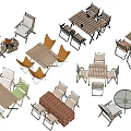 Outdoor Garden Furniture Set With Wooden Tables And Comfortable Chairs For Patio Use