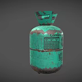 Old Green Rusty ComStar Gas Cylinder With Worn Surface And Label 3d model