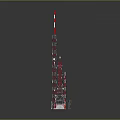 Tall Red And White Communication Tower With Smaller Signal Tower Vehicle And Support Structures