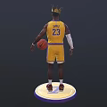 Man Wearing Yellow Lakers Jersey Number 23 With Golden Crown Holding Basketball