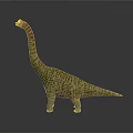 Detailed Dinosaur Model With Long Neck Red Stripes And Yellow White Patterns 3d model