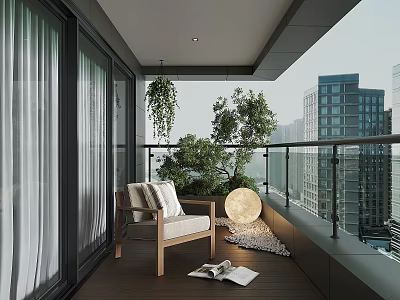 Modern Balcony Garden Courtyard Balcony Landscape Balcony Living Balcony Plant Terrace 3d model