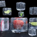 Frozen Fruit Ice Cubes With Strawberry Lime And Dragon Fruit Slices