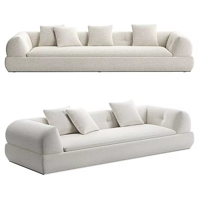 Modern Beige Three Seater Sofa With Soft Fabric Upholstery And Plush Cushions 3d model