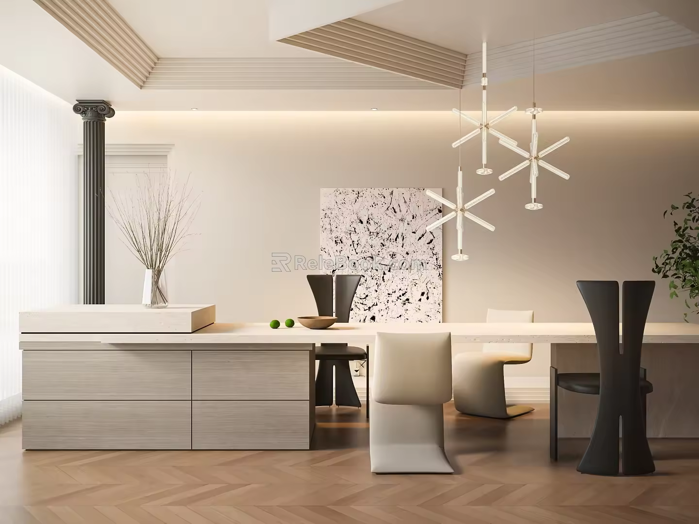 Meal Island Integrated Dining Table Minimalist Island Taichung Island Modern Island Table 3d model