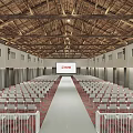 Spacious Conference Room With Wooden Ceiling And White Chairs