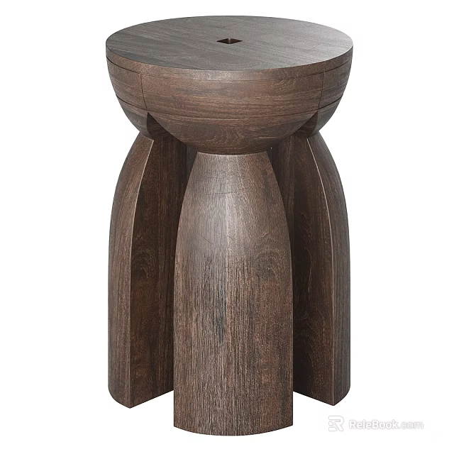 Modern Dark Brown Wooden Side Table With Unique Curved Support Base Design 3d model