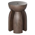 Modern Dark Brown Wooden Side Table With Unique Curved Support Base Design 3d model