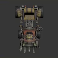 3D Model Retro Mechanical Vehicle With Yellow Seat Large Wheels And Metal Bumper