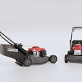 Two Gas Powered Lawn Mowers As Agricultural Equipment For Garden Maintenance