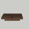 Modern Wooden Coffee Table With Layered Block Design And Natural Wood Finish