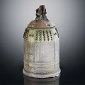 Ancient Musical Instrument Bronze Bell With Decorative Top And Intricate Surface Carvings