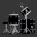 Modern Drum Set With Metal Stands Drums And Chrome Cymbals 3d model