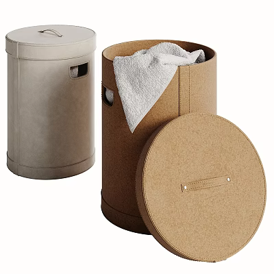 Beige And Brown Textile Home Storage Bins With Lid And Towel For Organization 3d model