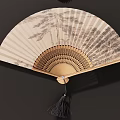 Traditional Chinese Folding Fan Wall Hangings With Tassels For Home Decor
