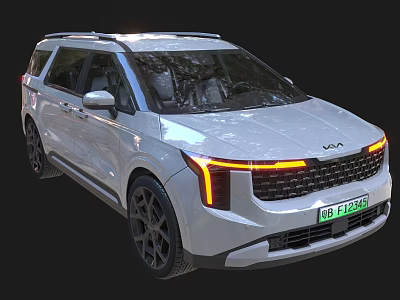 White KIA Modern MPV with LED Strip Headlights and Sliding Doors Design 3d model