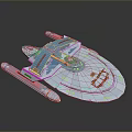 Sci Fi Spaceship Model With Blue White Design U.S.S. Enterprise NCC-1701-F Futuristic Structure