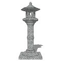Chinese lawn lamp gabion lamp 3d model