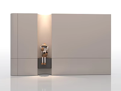 Modern Minimalist Gray Background Wall With Small Platform Astronaut Figure And Soft Lighting Effect 3d model