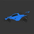 Blue Electric Toy Car With Racing Style Rear Wing And Sleek Black Wheels