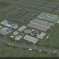 Modern Industrial Factory Plant Aerial Layout With Greenery Roads And Facilities