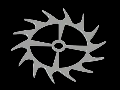 Mechanical Metal Gear With Sharp Toothed Design And Central Hole For Industrial Applications 3d model