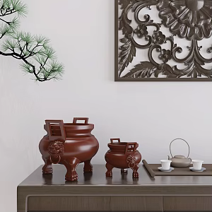 Modern new Chinese-style animal head incense burner ornaments 3d model