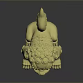 Decorative Golden Traditional Chinese Lion Statue With Ornate Details And Shiny Surface