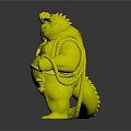 Blue Cartoon Crocodile Character Wearing Striped Vest Yellow Hat And Orange Tie Holding Item