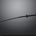 Traditional Japanese Katana Weapon With Sharp Blade And Blue Handle Design